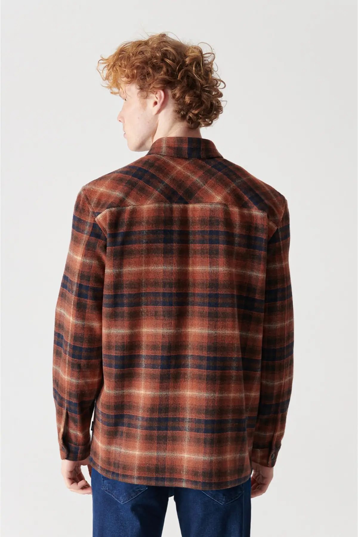 Men's Tile Classic Colar Citched Oversized Fit Jacket Coat A12y6067