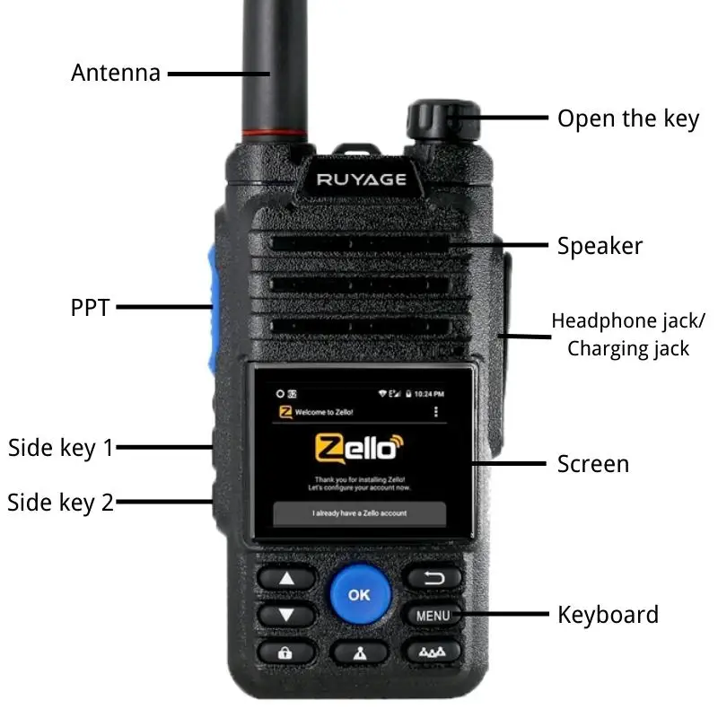 Ruyage ZL50 Zello Walkie Talkie 4g Radio With Sim Card Wifi Bluetooth Long Range Profesional Powerful Two Way Radio100km