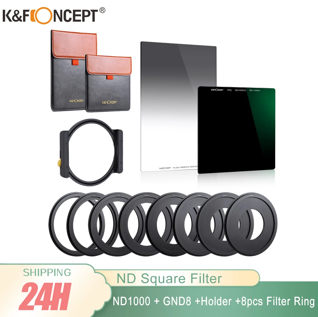 

Набор фильтров K & F Concept ND1000 + GND8, квадратный многослойный фильтр нейтральной плотности и держатель для одного фильтра, 8 шт. кольцевых адаптер...