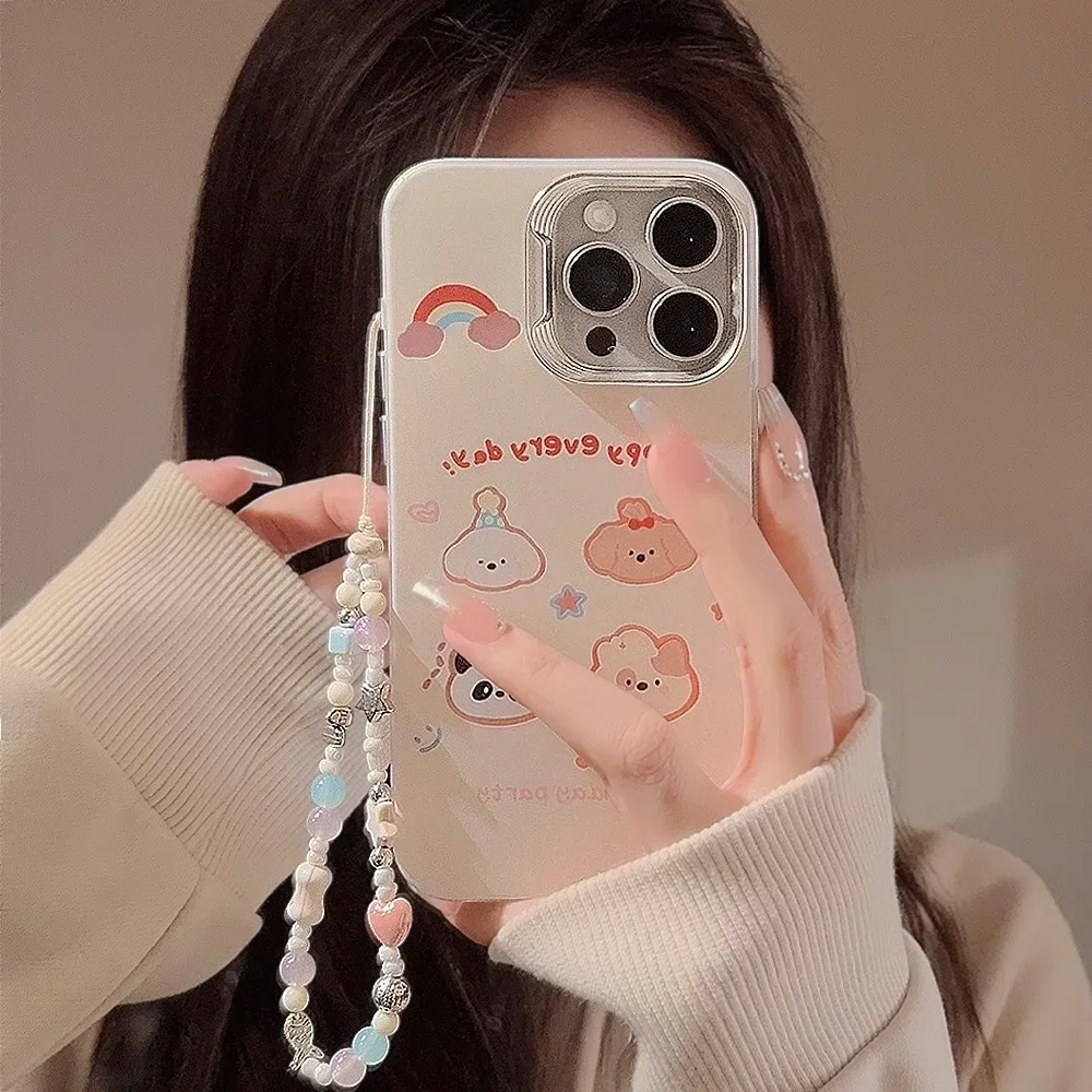 Panda Teddy Chow puppy party art Подвеска Чехол для телефона iPhone 16 15 14 13 12 11 Pro Max Plus Симпатичный