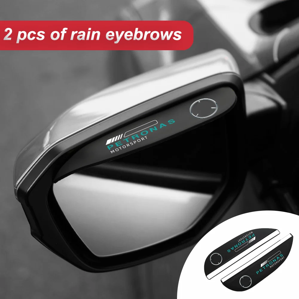 

2 Pcs for MercedesBenz AMG PETRONAS MOTORSPORT Car Rearview Mirror Rain Eyebrow Auto Car Rear View Side Rain Guard Sun Visor