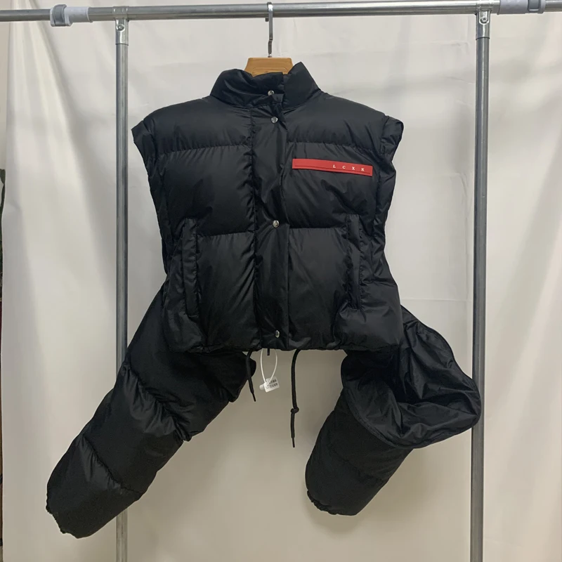 2022 Winter Luxury Ladies Coat High End Chest Red Rubber Sleeve Removable Vest White Duck Down Jacket