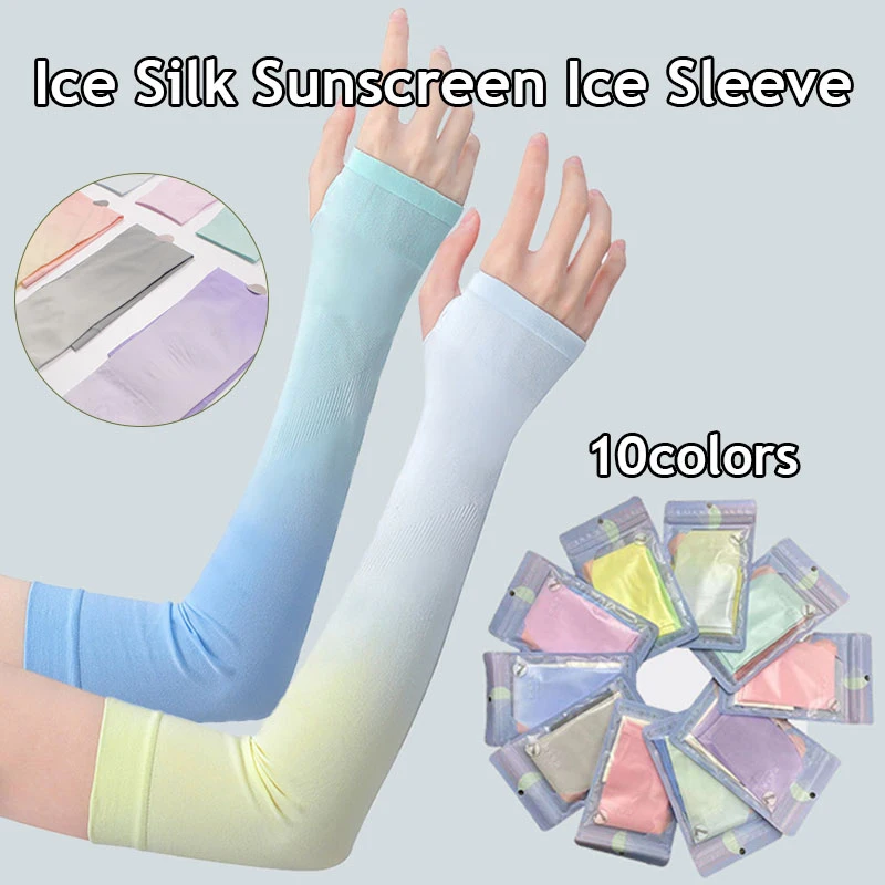 

1 Pair Gradient Color Arm Sleeve Cooling Anti-UV Driving Arm Sleeves Outdoor Cool Cycling Running Fishing Climbing Arm Cover