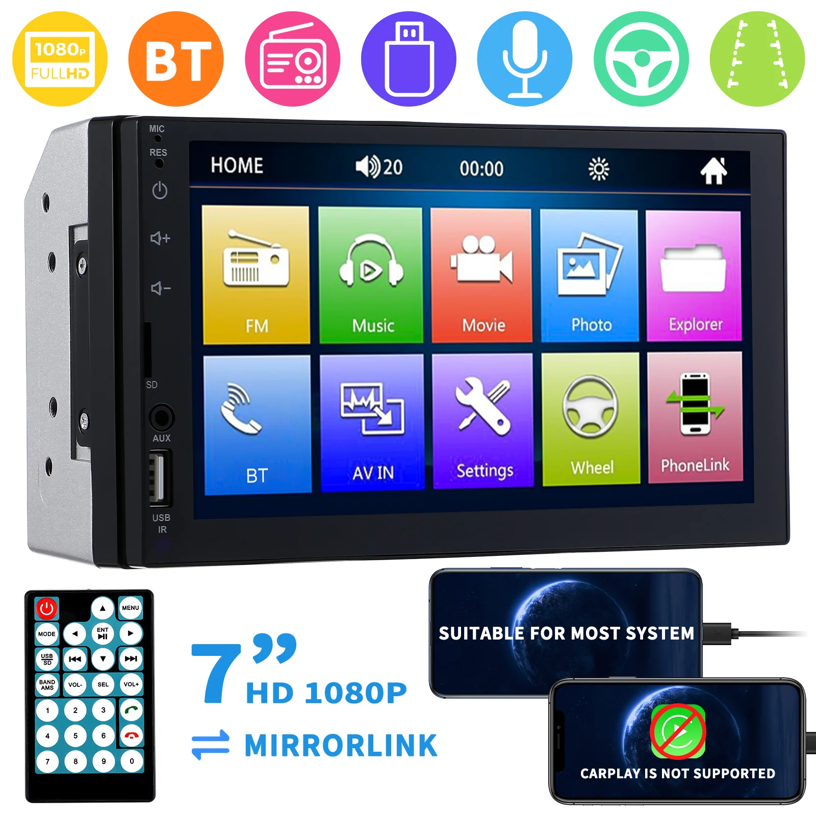 

7 Inch Car Mp5 Car Radios Wireless Car Stereo Video Audio Audio Receiver Hardware Touch Screen Car Radio