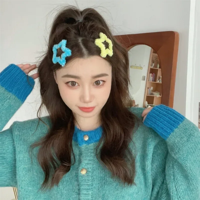 Плюшевые заколки со звездами цвет в ассортименте