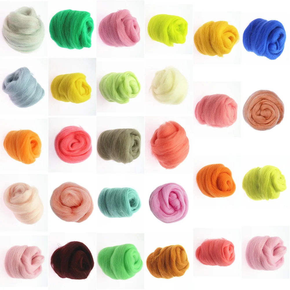

20g Needle Wool Felt Wool Carded Wool Colour Pack 20G Brown Grey Red Pink Blue Neutral Fabric Materials Accessories