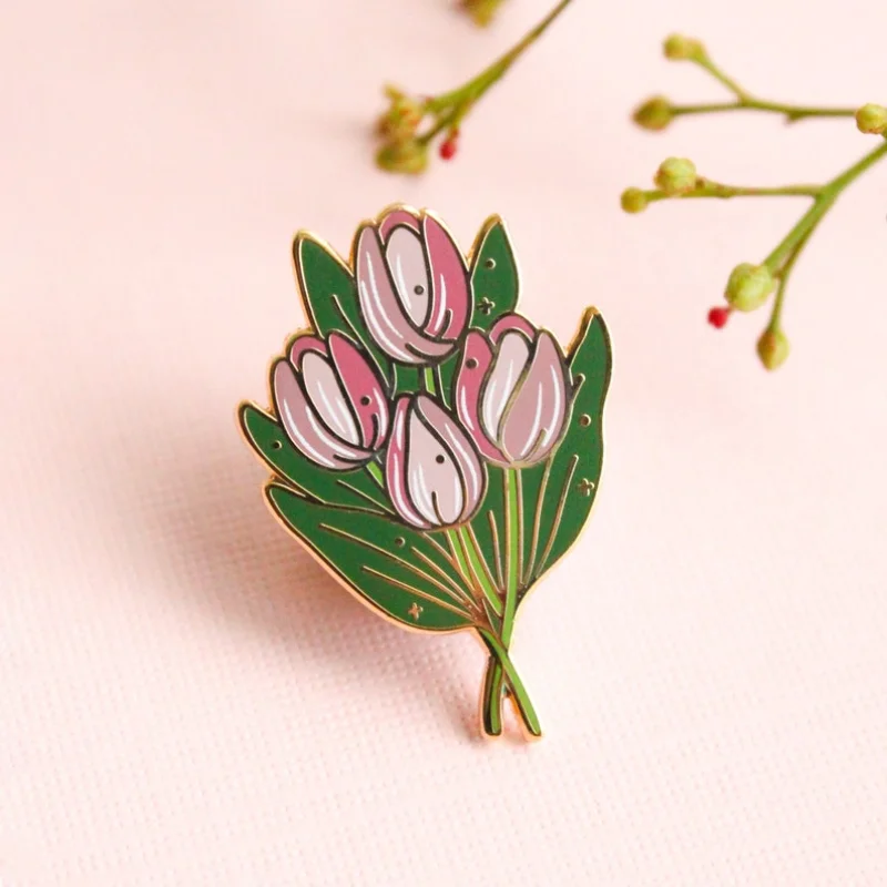 

Tulip Bunch Enamel Pin Houseplant Metal Badge Floral Lapel Pins Plant Lovers' Gift Brooch for Jewelry Accessory