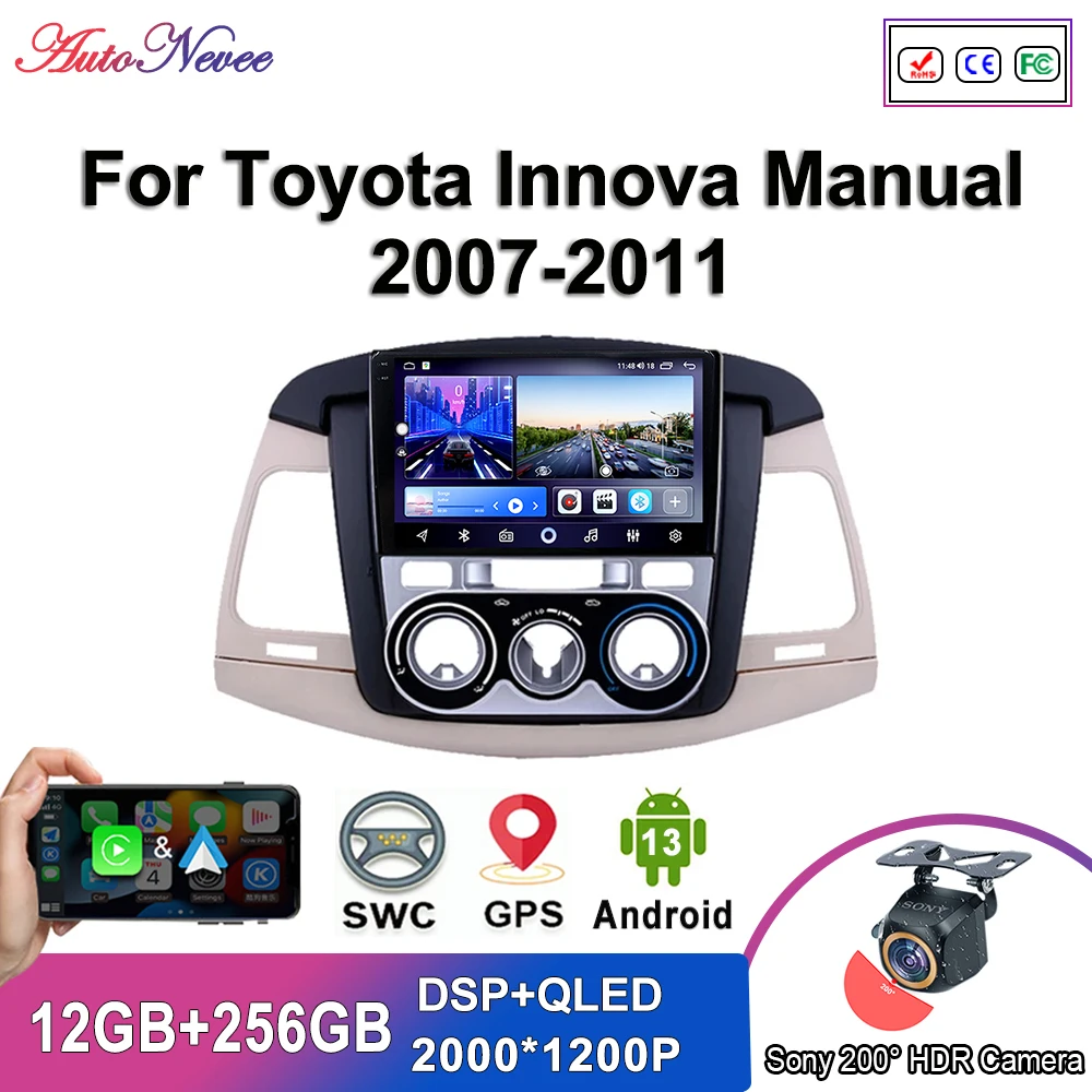 Мультимедиа Android 14 для Toyota Innova Manual 2007-2011 автомобильный плеер GPS-навигация