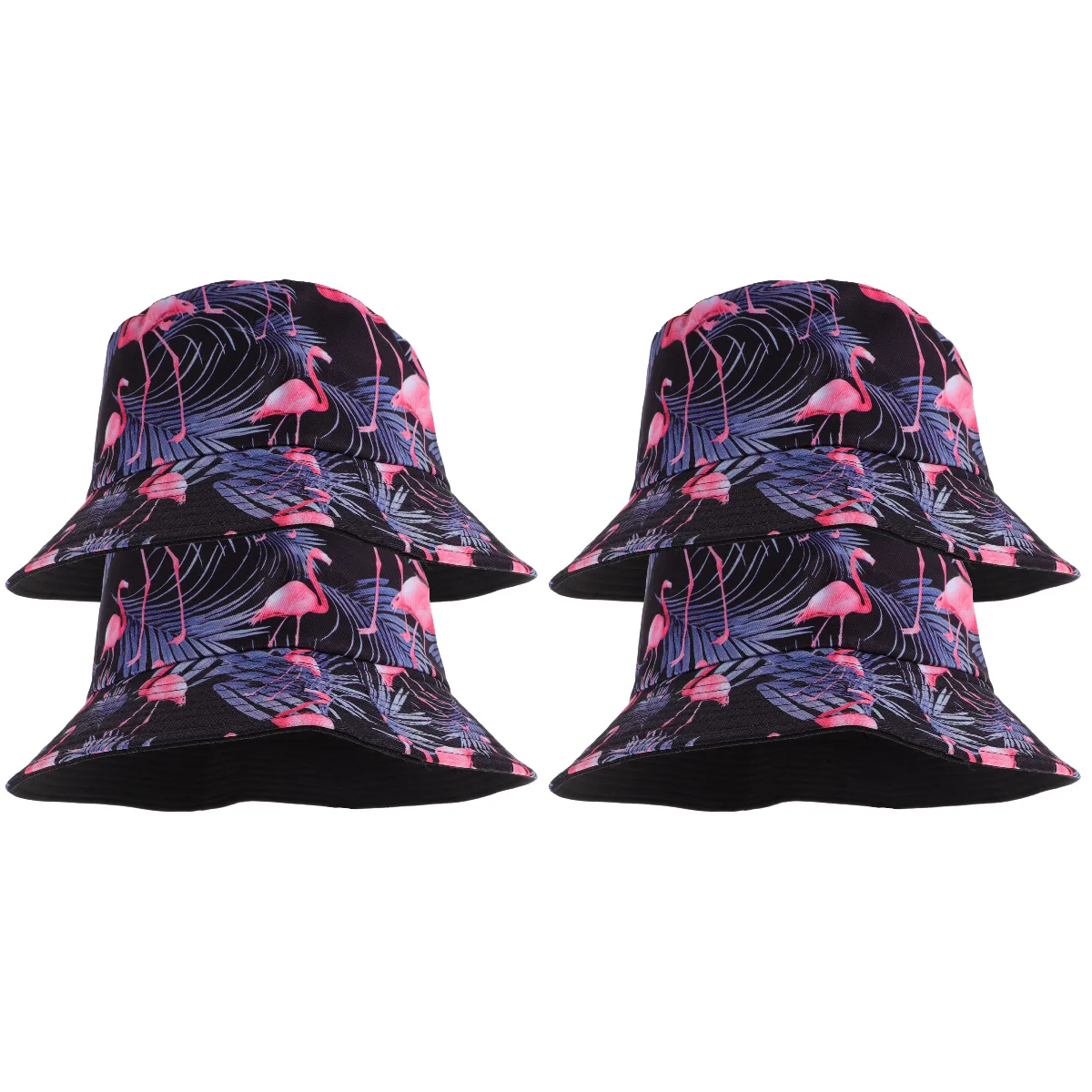 

4 pcs Woman Bucket Hat Flamingo Pattern Travel Bucket Cap For Hiking Sports