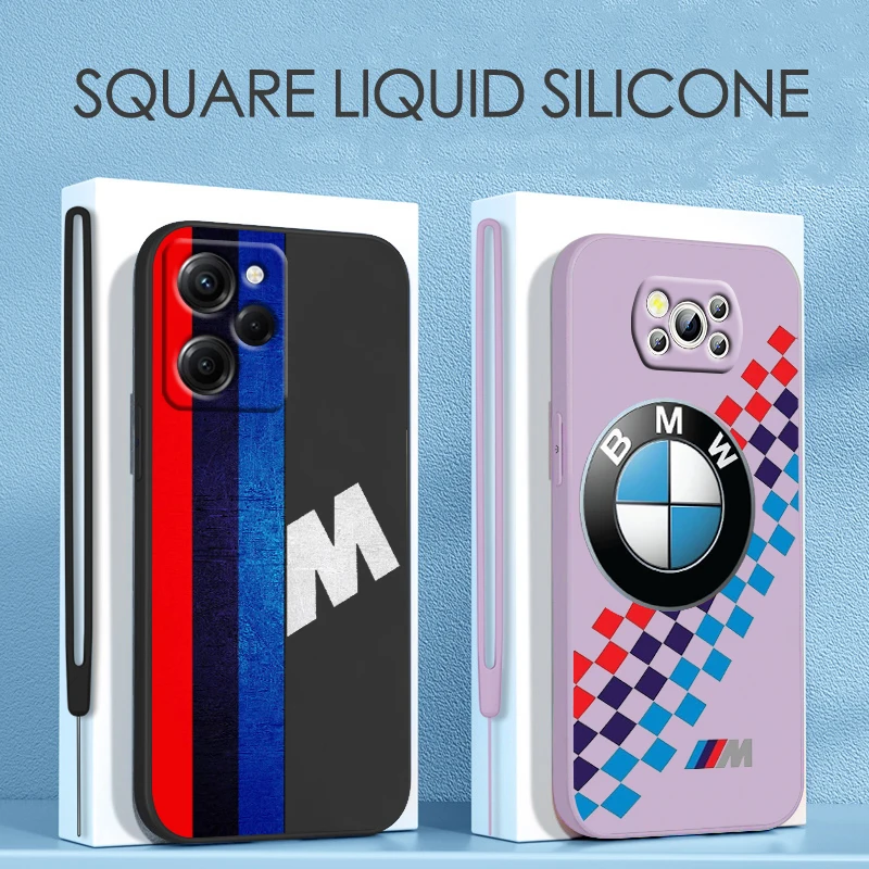 

Car Bmw Luxury For Xiaomi POCO X5 M5 C40 M4 X4 F4 C40 X3 NFC F3 GT M4 M3 M2 Pro C3 X2 4G 5G Liquid Rope Phone Case Coque Capa
