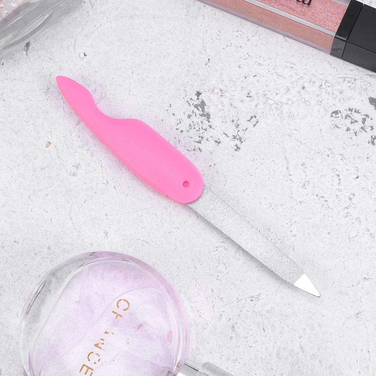 

3pcs Folding Nail Files Stainless Steel Manicure Nail Buffers for Smooth and Shiny Nails Pink