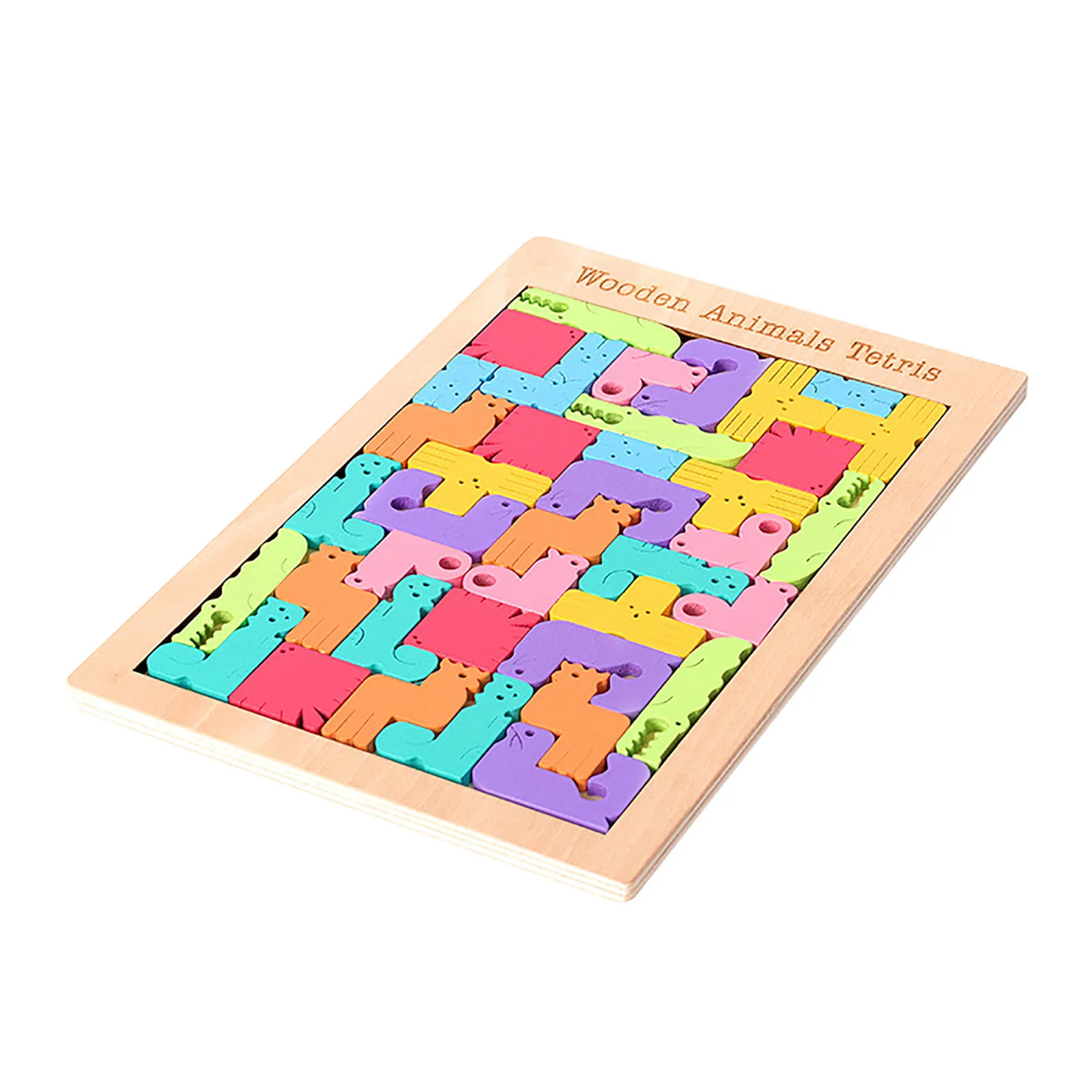 

Valentines Day Gifts for Toddler Kids Cartoon animal puzzle Natural wooden eyesight classroom children
