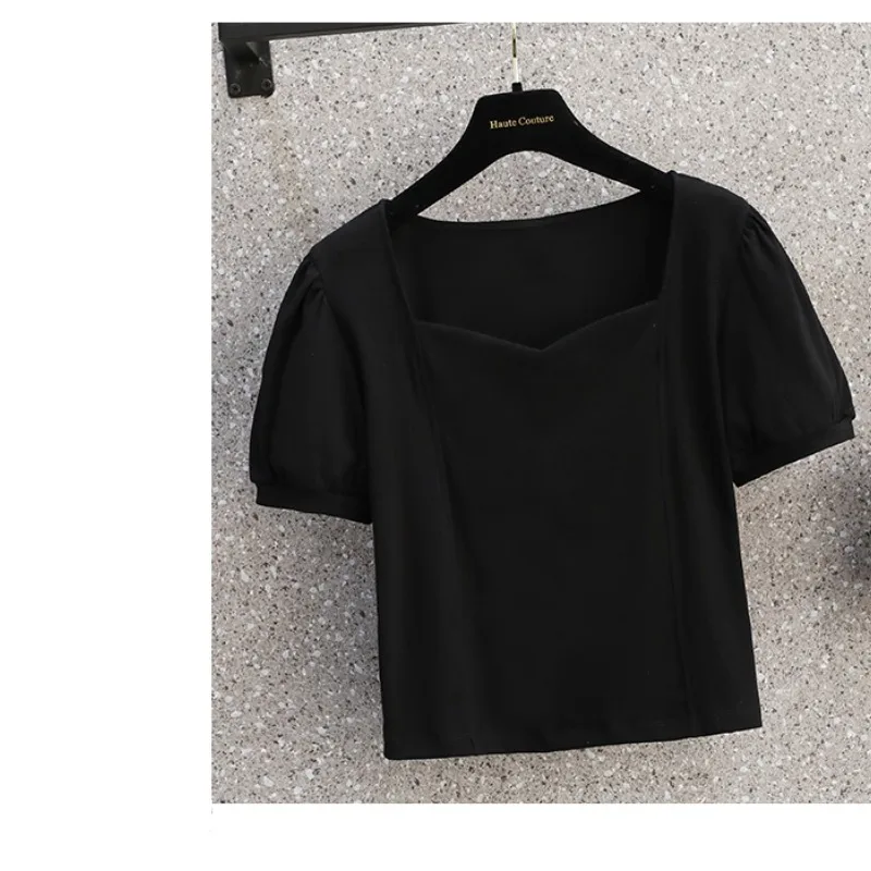 Женская Однотонная футболка с коротким рукавом и V-образным вырезом