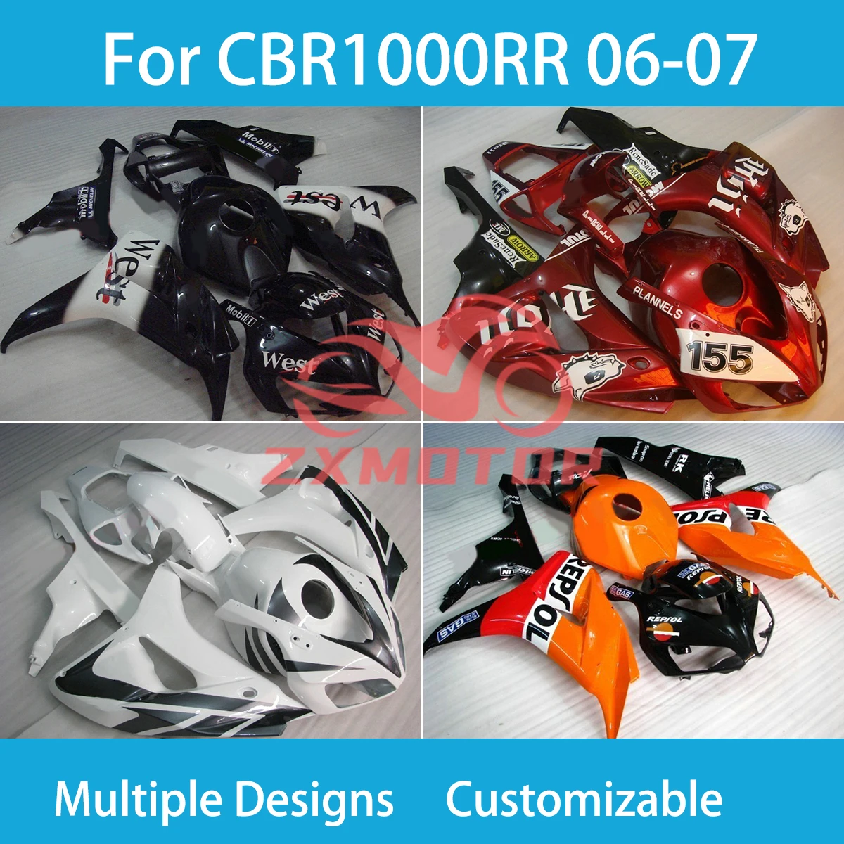 CBR1000RR 2006 2007 Высококачественные обтекатели для HONDA CBR 1000RR 06 07 бесплатный на заказ 100%