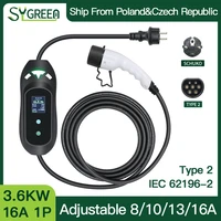 new type 2 portable ev charger iec 62196 2 16a 3 6kw electric vehicle schuko plug 220v 240v fast car charging mode 2 cable 5m