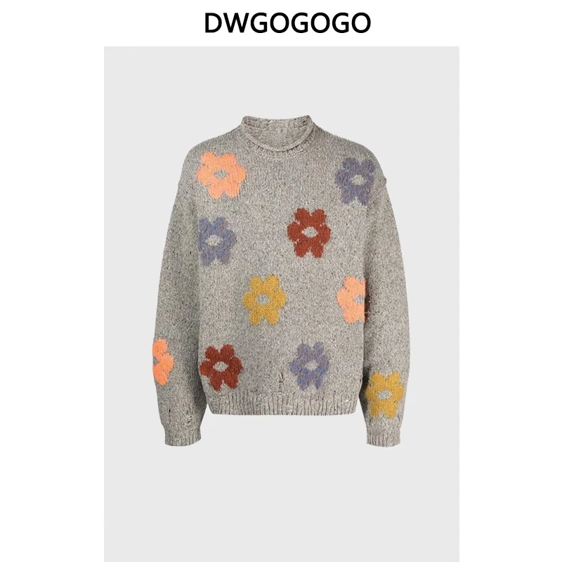 

Round Neck Flower Pullover Sweater For Women 2023 Autumn New Commuter Lazy Loose Top
