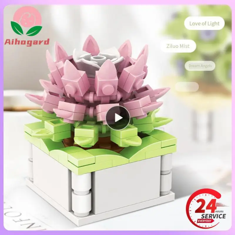 

Building Blocks Potted Plants Succulents Gypsophila Bonsai Tree Gardens Romantic Flower Assembled Model Bricks Sets Kids Toys