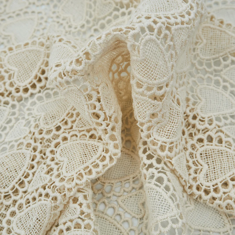 Персиковое сердце чистого хлопка Водорастворимая кружевная Ткань Для платья