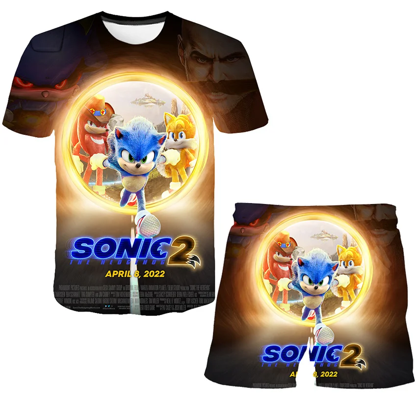 

Summer Clothes Super Sonic Shorts Tshirt Sets Suit Kids Girls Boys Clothing Outfits T-Shirt Baby Toddler Clothes Children's Wear