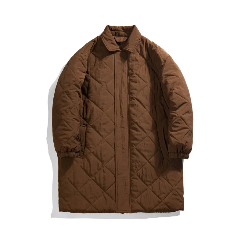 Winter Thick Long Coat Men Warm Fashion Oversized Down Jacket Men Korean Loose Thicke Plaid Coat Mens Parker Overcoat M-2XL