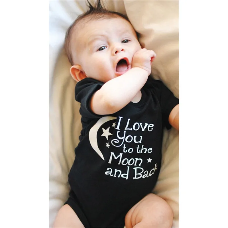 

I LOVE YOU TO THE MOON AND BACK Printed Boys Girls Infant Playsuits One Piece Lovely Baby Kid Romper Bodysuit