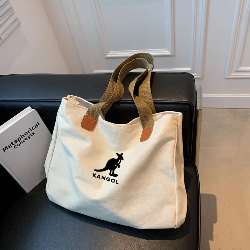 Kangol Large Capacity Shopping Beach Bag Men and Women Bag Women Canvas Tote Bag Designer Ladies Casual Handbag Shoulder Bag
