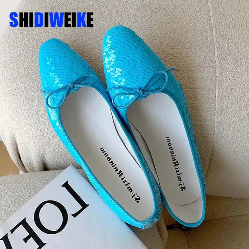 

Fashion Women Ballet Shoes Leisure Spring Autumn Ballerina Bling Flash Sequins Flats Shoes Princess Shiny Pointed Wedding Shoes