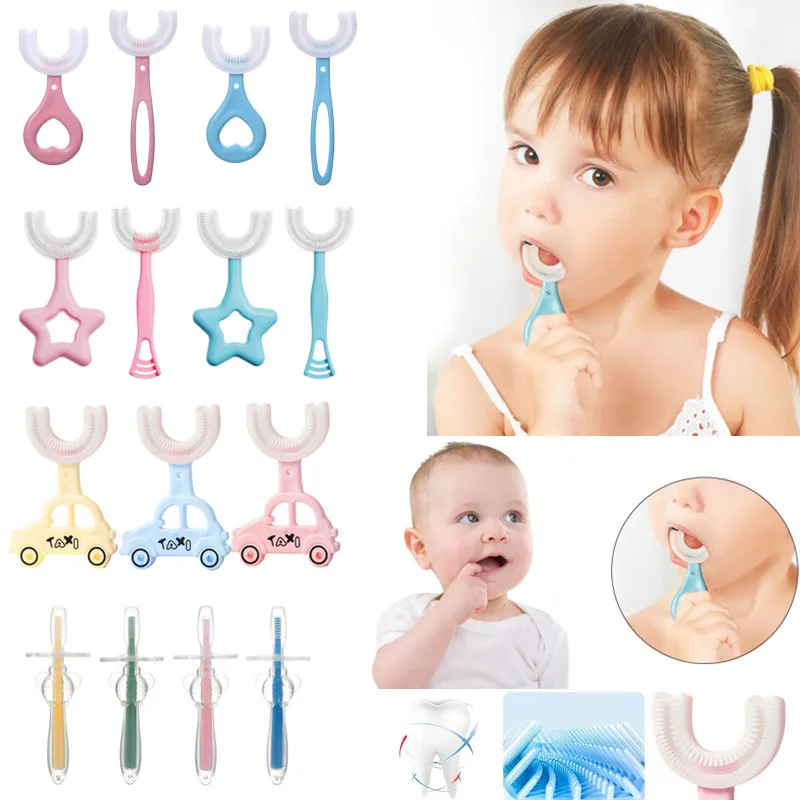 

U-образная Силиконовая зубная щетка технические Детские чистящие массажные зубные щетки 360 ° для детей моделирование