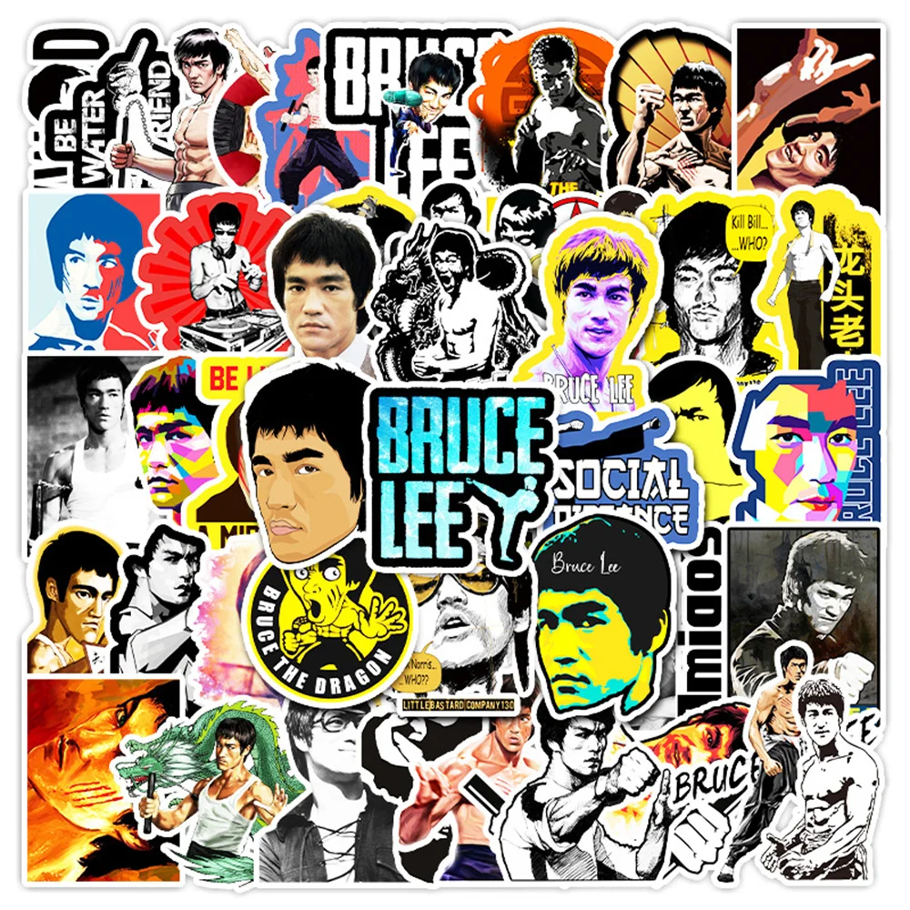 

10/30/50PCS Kung Fu Movie Superstar Bruce Lee DIY Graffiti Children's Toy Stickers Guitar Book Phone Case Stickers Wholesale