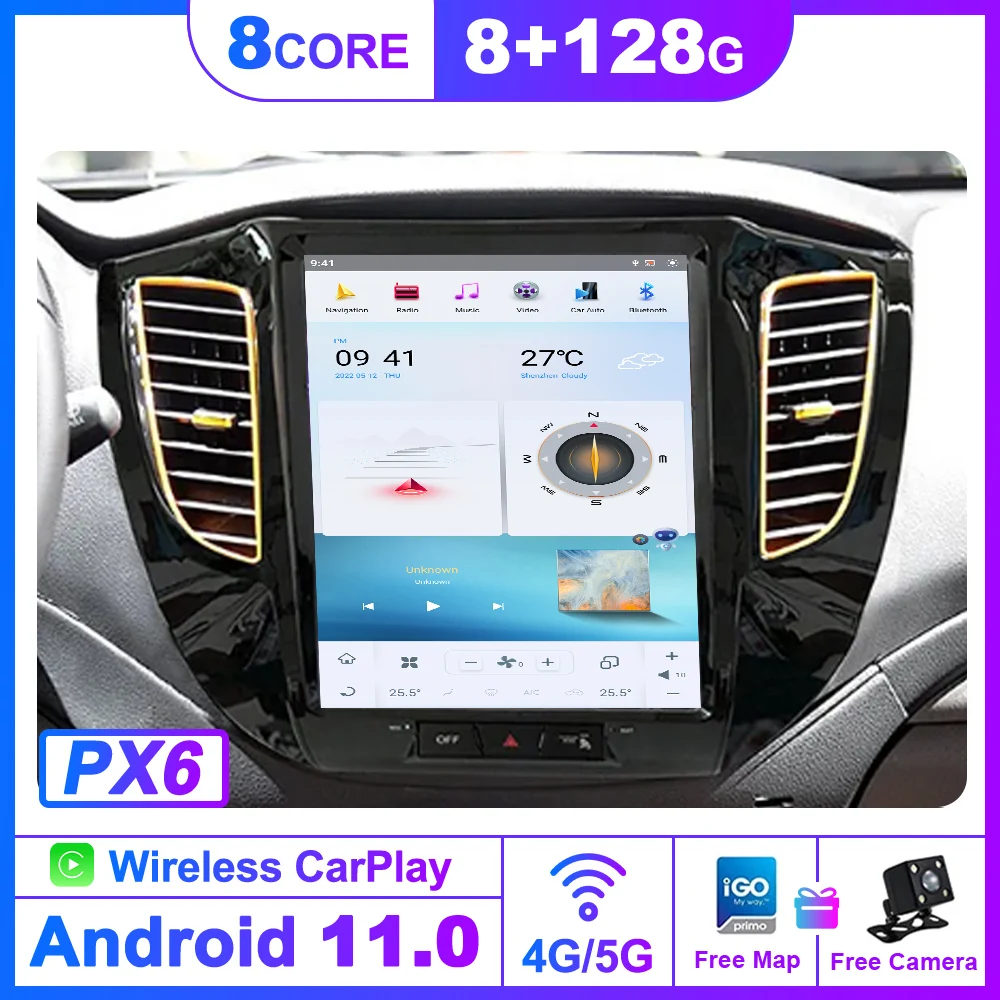 Мультимедийный плеер Carplay Android 11.0 Qualcomm 665 автомобильное радио для MITSUBISHI L200 I200 2007-2017