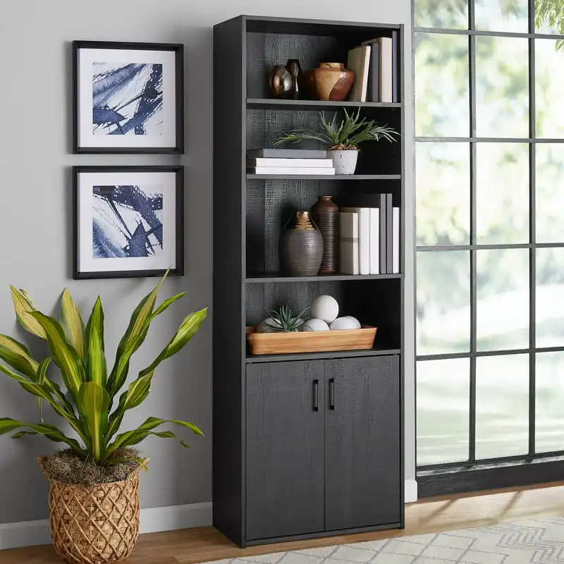 

5 Bookcase With Doors, Black