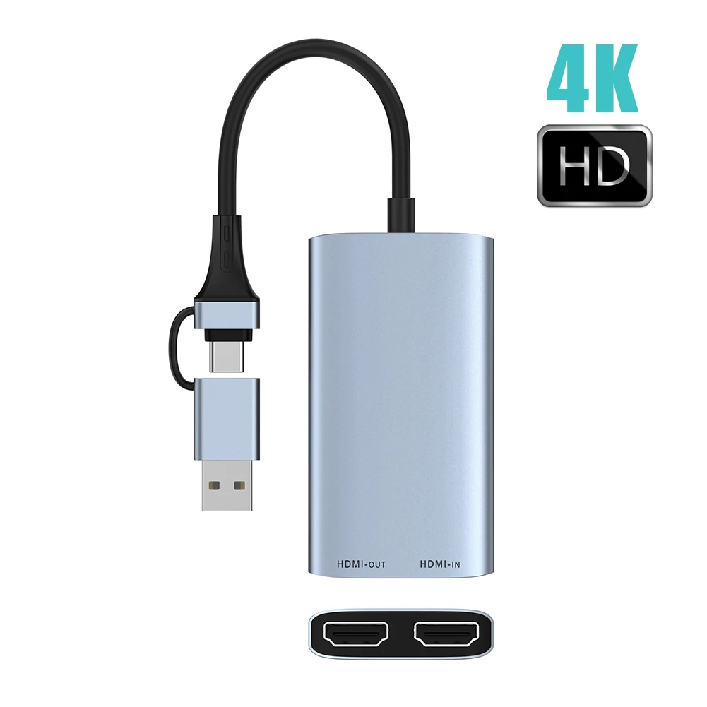 

Карта видеозахвата 4K USB 1080P с контуром HDMI-совместимая коробка для прямой трансляции аудио игр HD Запись для Xbox PS4 Nintendo Switch