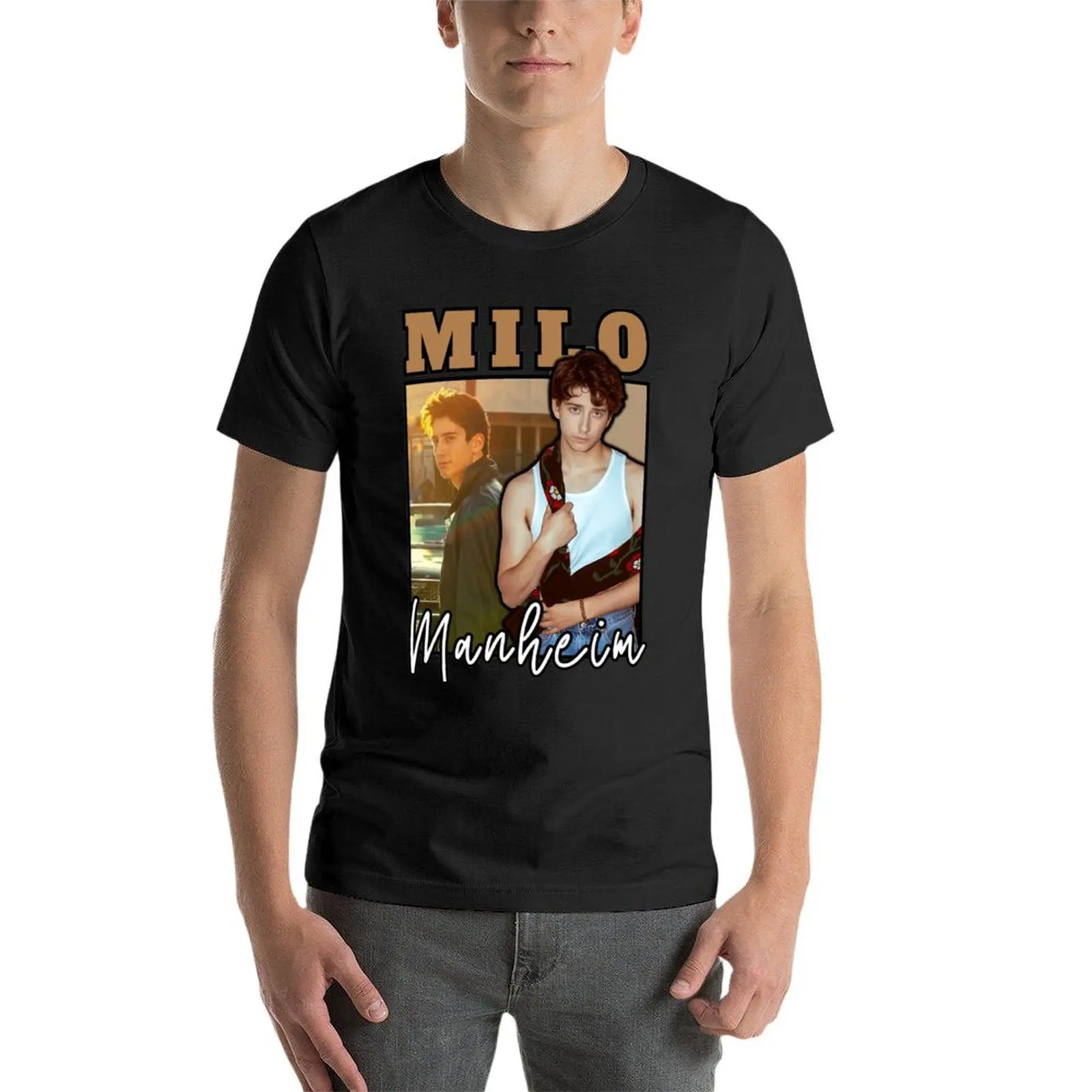 Фото Футболка Milo Manheim (актер) белого цвета, больших размеров, эстетичная одежда, графические принты, мужские футболки с графическим рисунком. №4