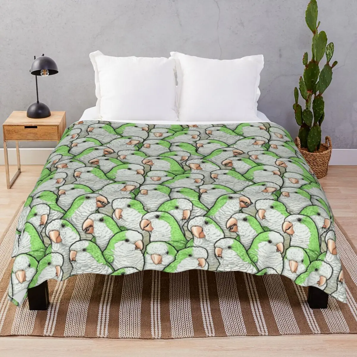 Green Quaker Parrots Blanket Velvet Textile Decor Ultra-Soft Unisex Throw Blankets for Bedding Home Couch Travel Cinema