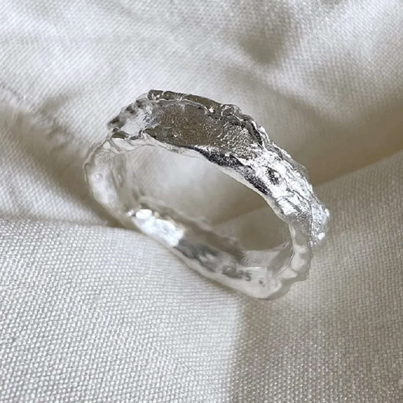 

Fashion AM S925 Sterling Silver Plain Face Ring Simple Personality Street Trend Opening Adjustable Jewelry Men and Women