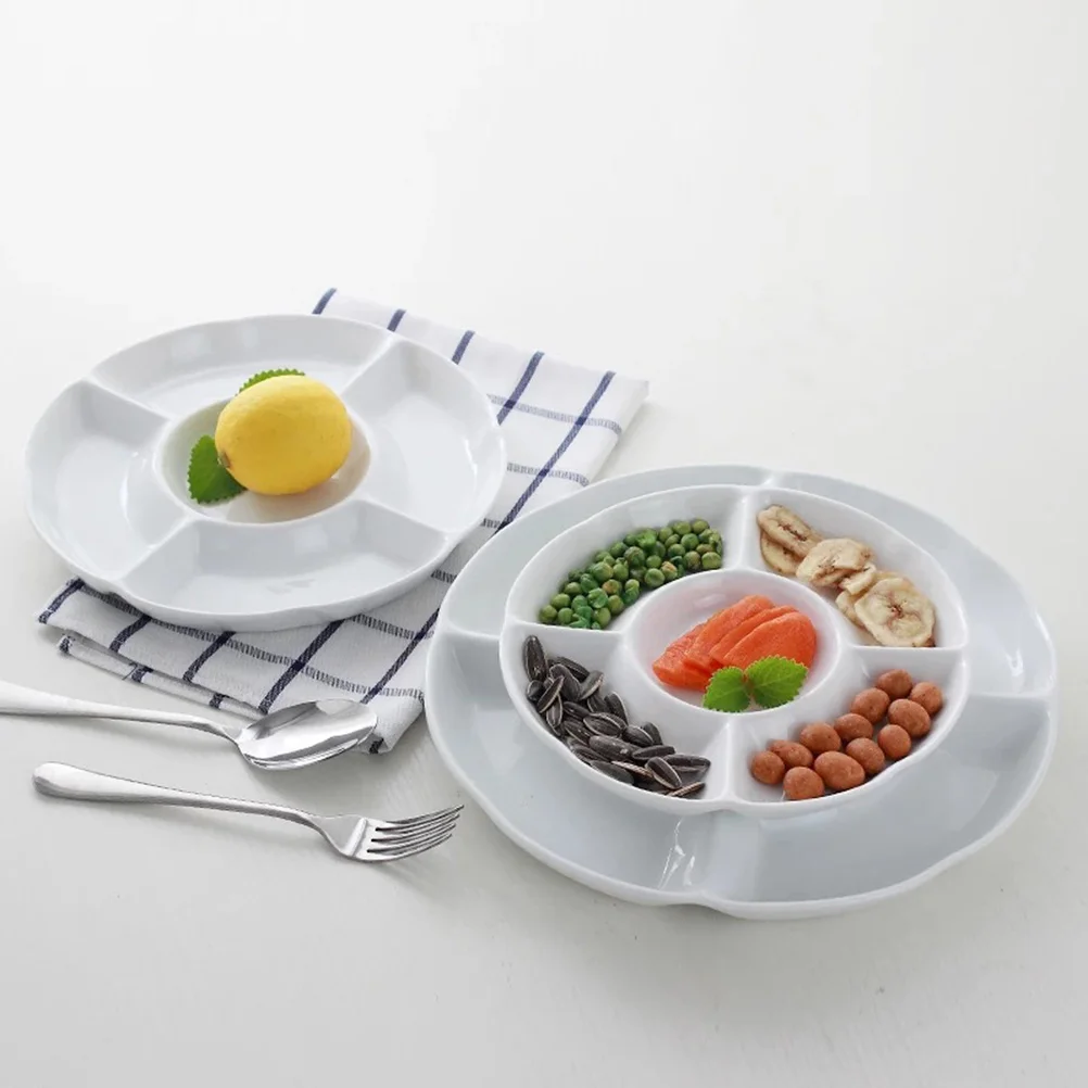 

5-Compartment Melamine Food Storage Tray Dried Fruit Plate Appetizer Serving Platter for Candy Pastry Nuts