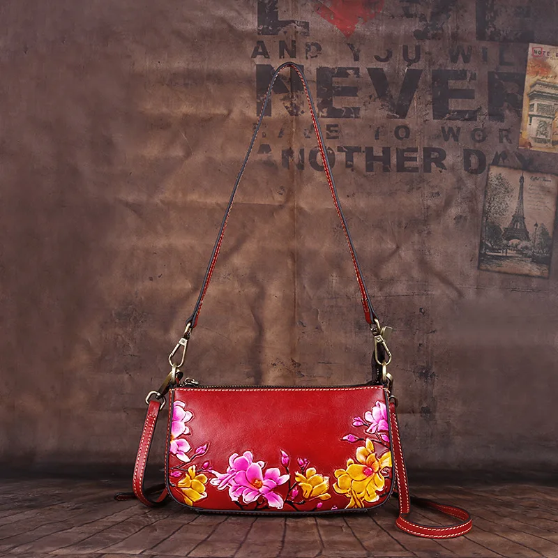 

2023 тисненые женские сумки-мессенджеры ручной работы, сумки на плечо для дам, маленькие женские сумки из коровьей кожи с цветочным узором, женская сумка
