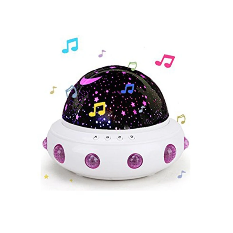 

UFO Shape Music Starry Star Minions Projection Night Light Romantic Rotate LED USB Battery Table Lamp for Baby Kids Sleeping