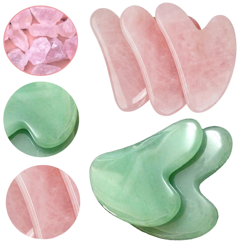 

Natural Rose Jade Roller Face Massage Gua Sha Board Crystal Stone Jade Massager Body Facial Eye Scraping Acupuncture Face Lift