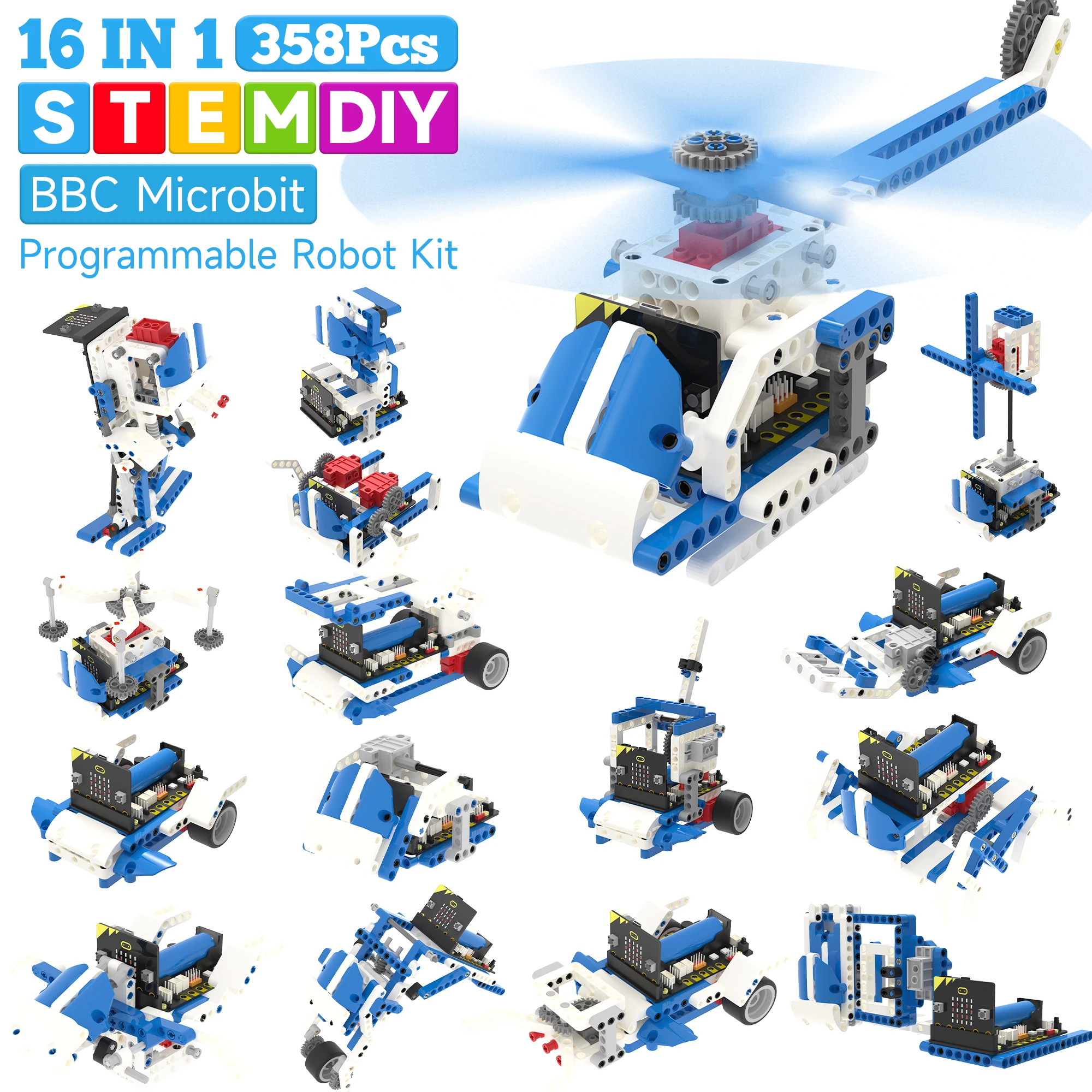 Microbit V2 Robot DIY Electronic Kit for Kids STEM Programmable Building Block Educational Science Toys with PH2.0 Sensor