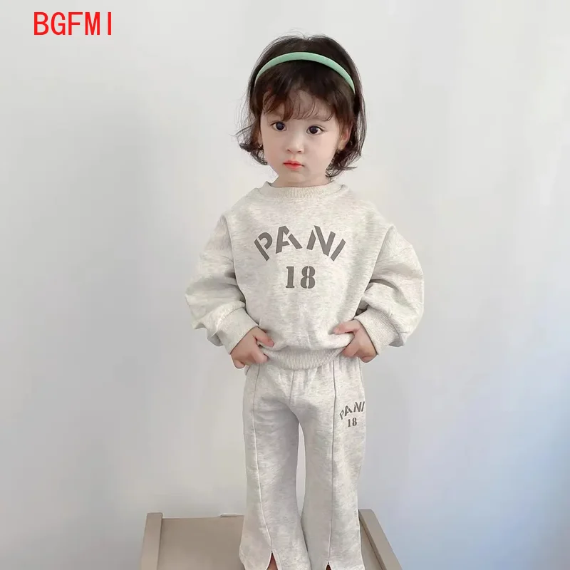 

Korean Children's Clothing Baby Girl Autumn Long Sleeved T-shirt / Pants Spring Sweater Flared Trousers Kids Outerwear 2-10Y