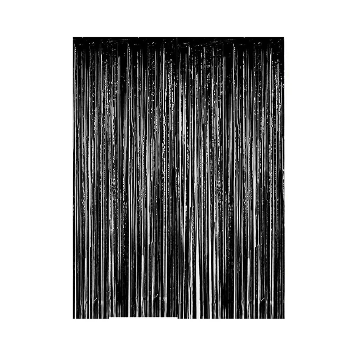 

10-Pack Black Metallic Foil Curtains 2M Rain Screen Curtain Halloween Background Wall Birthday Decoration