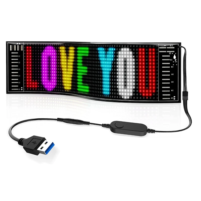 JABS-Panel LED Matrix Flexible, 14,6x3,6 pulgadas, Bluetooth, Control inteligente, RGB, patrón de píxeles, pantalla de animación de texto