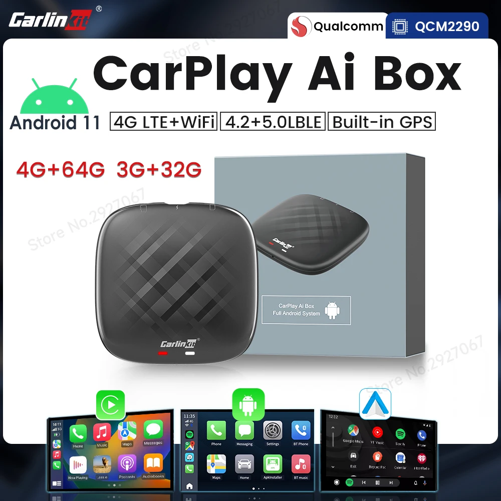 CarlinKit Mini CarPlay Ai Box Android 11 TV беспроводной Авто 4GLTE Wifi подключение PlayStore потоковая