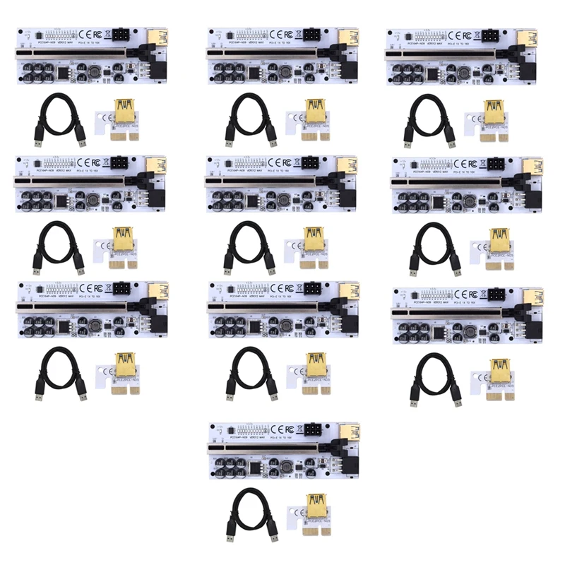 10PCS VER012 MAX GPU Riser for Video Card PCI-E Riser 012 MAX Pci Express USB 3.0 Cable PCI-E 1X to 16X for BTC Mining