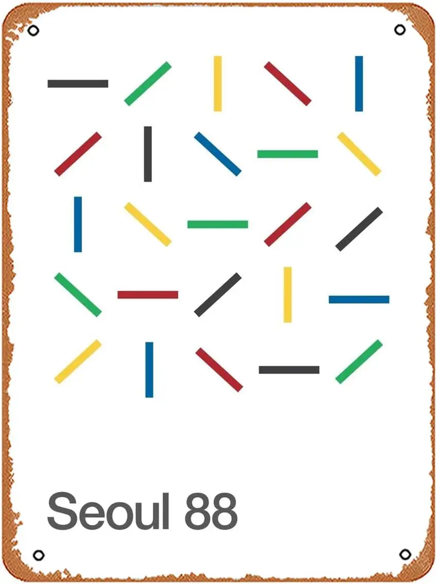 Muecddo Seoul 88 Olympcs rt Prnt - плакат ntge 8x12 nches Retro Metl Tn Sgn для дома Br Pub Grge Decor Gfts