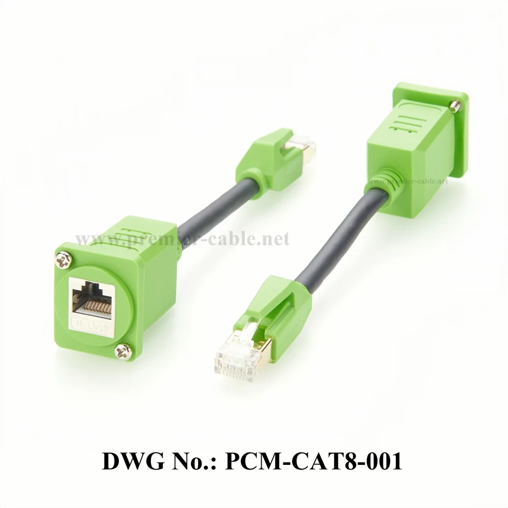 Фото Сетевой кабель Ethernet LAN CAT8, 40 Гбит/с RJ45 «папа-мама», экранированный удлинительный кабель D-типа с винтовым креплением на панели для маршрутизатора и модема №4