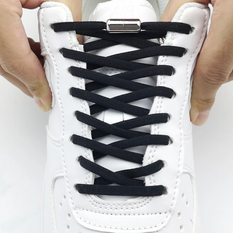 

1 пара эластичных шнурков без завязывания для детей и взрослых, модные ленивые полукруглые металлические шнурки с замком, уличные аксессуар...