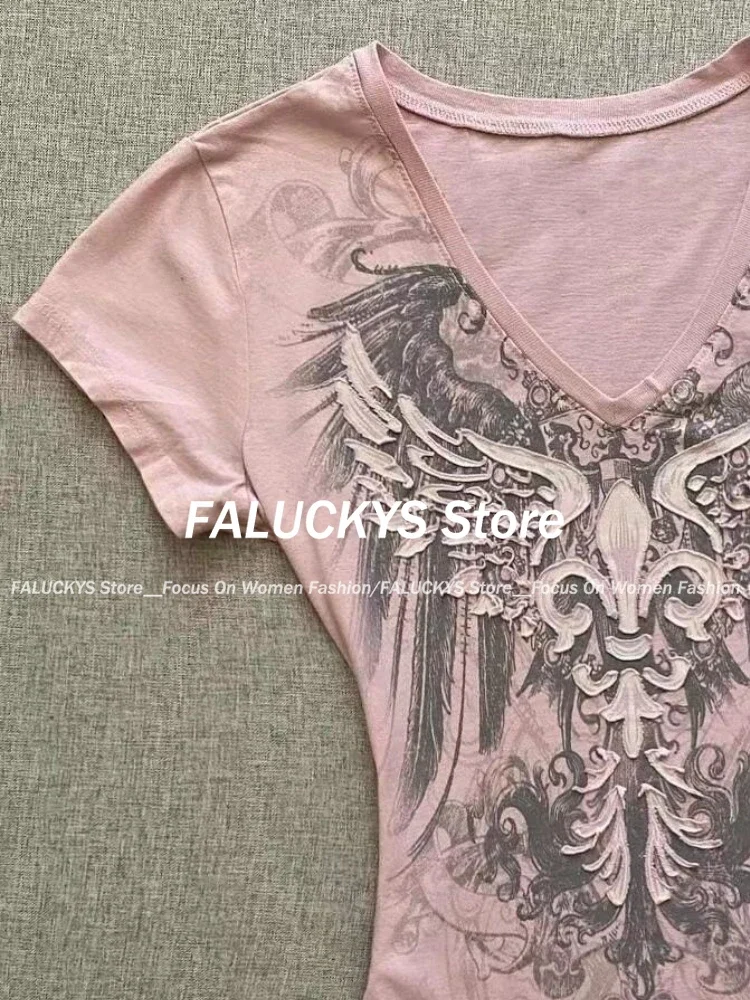 Женская укороченная туника с V-образным вырезом и коротким рукавом