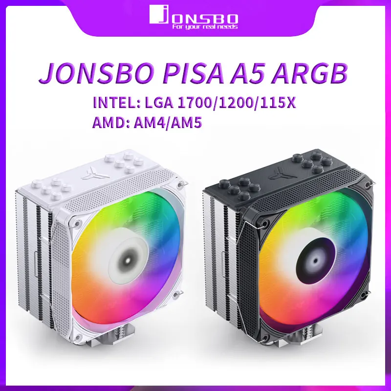 

JONSBO PISA A5 ARGB 5 Heat Pipe Tower 5V 3 Pin CPU Cooler ITX Air-cooled Intel LGA1700 115X 1200 AM4 AM5 Cooling Fan Radiator